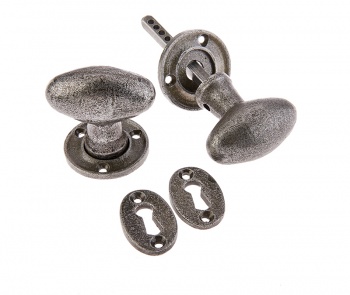 Ludlow Pewter Oval Mortice Knobs (Pair)